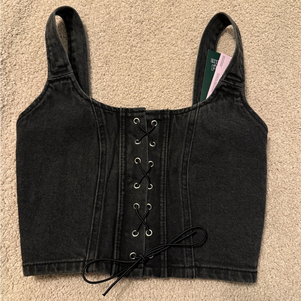 Wild Fable Black Fitted Bustier Tank Top